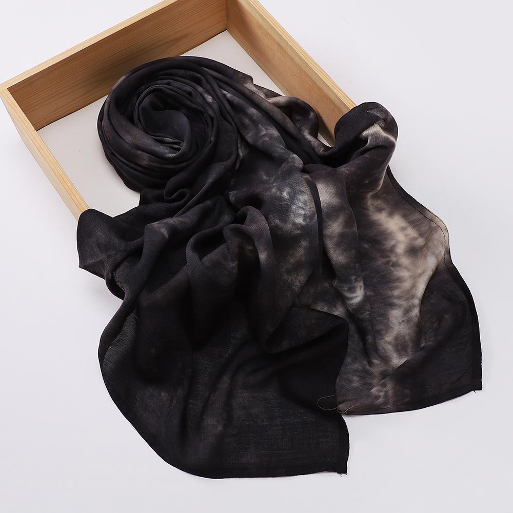 Hot Selling Tie Dye Printed Hijab Modal Cotton Viscose Scarf Rayon Shawl Lightweight Muslim Ramadan Headscarf Scarves