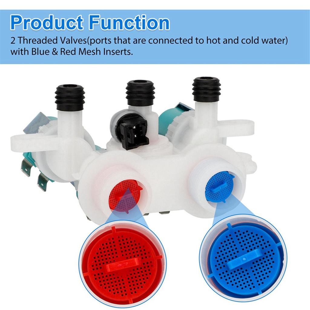 Washing Machine Water Inlet Valve for Whirlpool Kenmore Crosley W11165546 W11096267 Washer Accessory