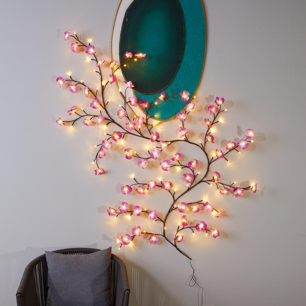 48/72/96/144LED Vine Tree Light Strip USB Charging Blossom Phalaenopsis Lamp Remote Control for Christmas Party Wall Decoration