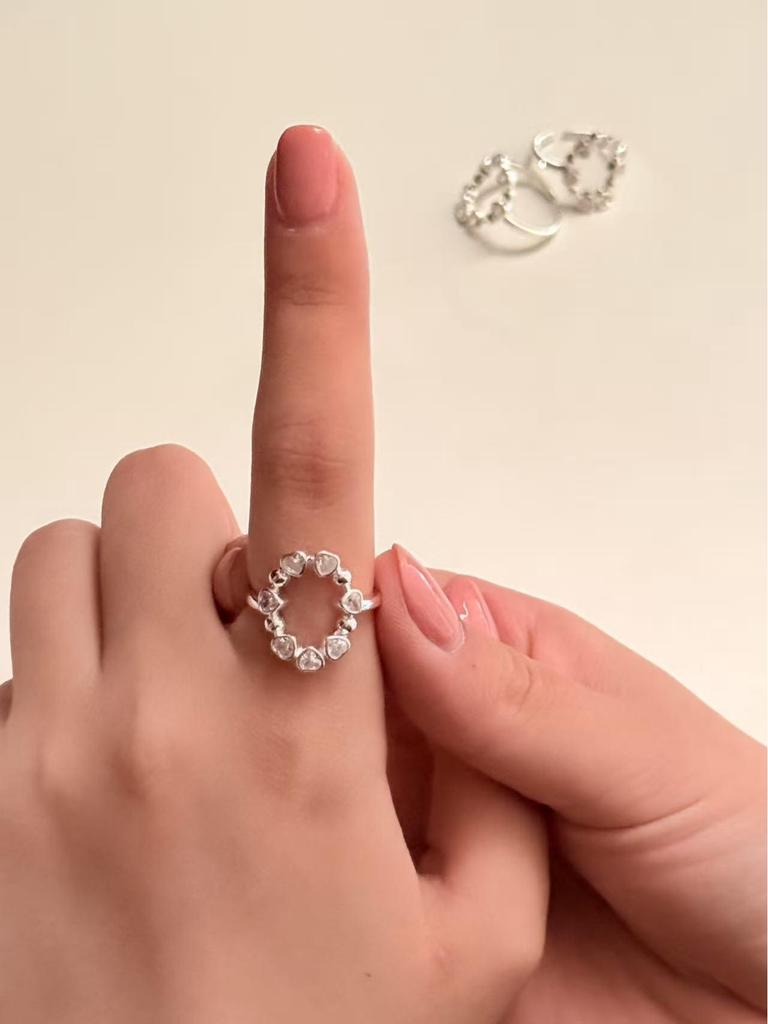 S925 Sterlingsilber Zirkonia Herzring für Damen - 2025 Minimalistisches Offenes Design