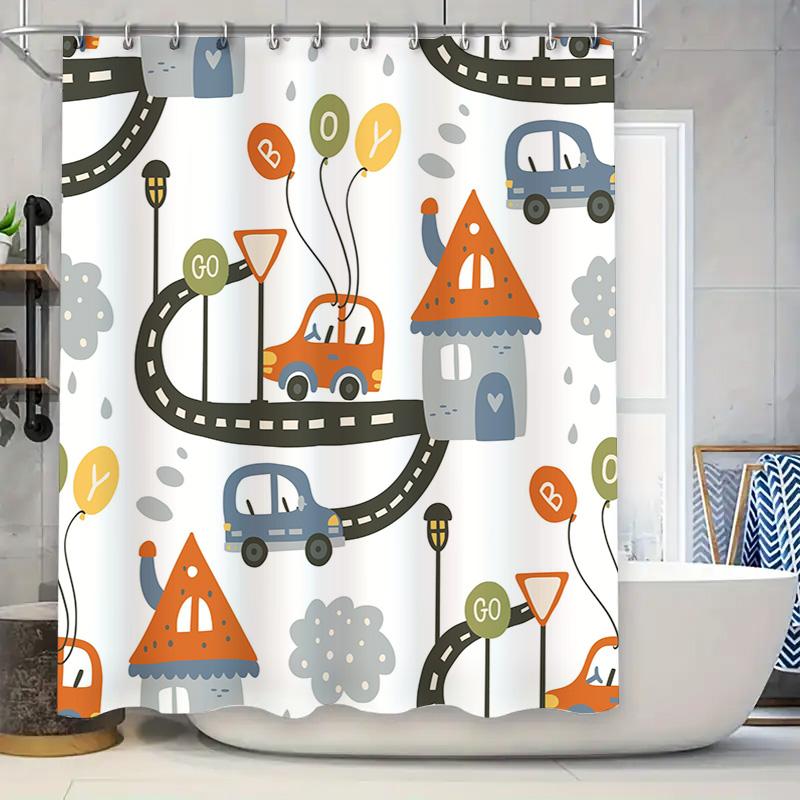 

Multicolored Cartoon Print Shower Curtain Set For Bathroom Decor Waterproof And Mildewproof Fabric Various Sizes Available On Al W60H190(CM)-1 Pcs