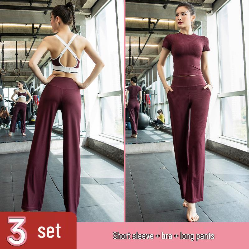Women's Slim Fit Short Sleeve Yoga Suit - Skin-Friendly, Waist-Cinched, Quick-Drying Sportswear for Summer Fitness
