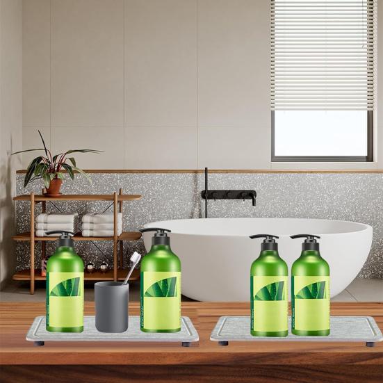 2Pcs Water Absorbing Stone Tray Quick Drying Diatomite Sink Coasters Anti-Slip Kitchen Sponge