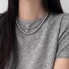 Temperament Gray Pearl Beaded Necklace for Women Retro Light Luxury Fashion 2024 New Sweater Chokers Chain Zircon Accessories