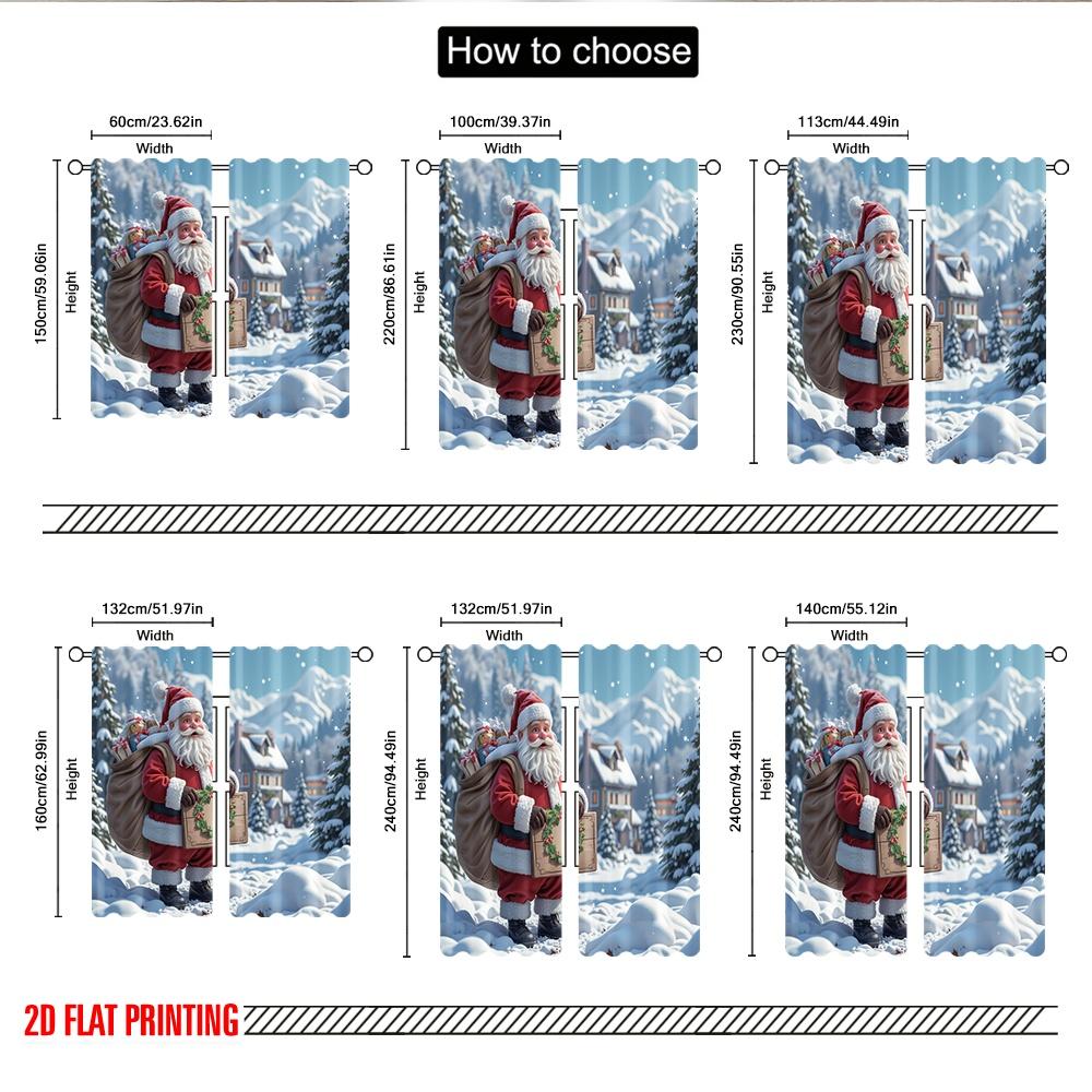 2 Stück 2D Flachdruck Weihnachtsfeier Vorhang Weihnachtsmann Frohe Weihnachten Geschenk_a Stoff Ohne Strom Festlich Feiertag