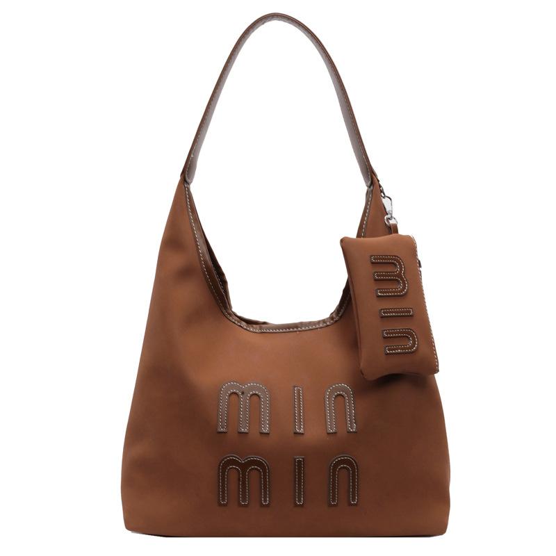 

Alphabet women s bag New fashion women s armpit bag Large capacity commuter bag Tote bag Casual shoulder bag коричневый