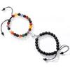 Trendy Couple 2Pcs/Set Natural Stone Beads Love Heart Magnetic Bracelet For Women Men Charm Peach Beaded Bracelets Jewelry Gifts