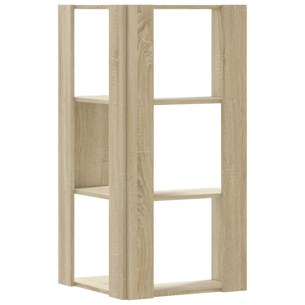 Corner Bookshelf 3 Shelves Sonoma Oak Finish 50 X 50 X 102 Cm Engineered Wood