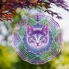 10 Zoll Hängendes Windspiel mit Lebhafter Katze und Geometrischem Design 360-Grad-Haken zur Einfachen Installation Perfekt für Alle Jahreszeiten Gartendekor