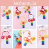 Colorful Building Rainbow Blocks Keyring Keychain With Bell For Keys Bags