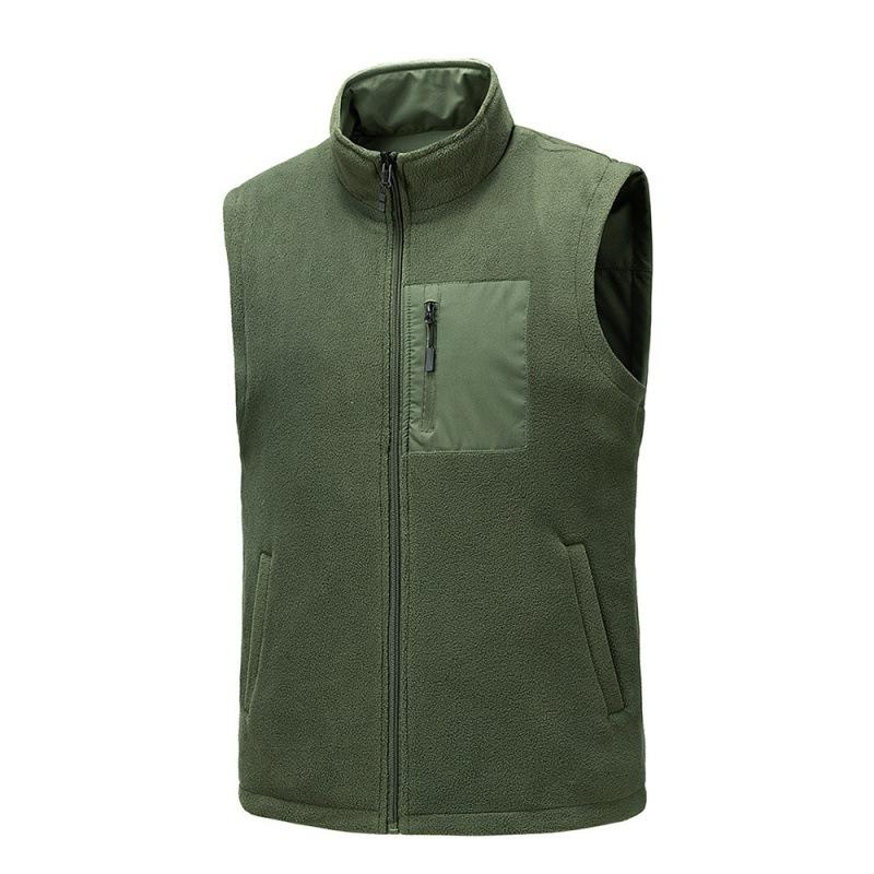 Autumn and Winter Men's Fleece Vest with Fleece To Keep Warm and Casual Vest, Wear Multi-pocket Vest On Both Sides As A Base