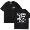 T-shirt da donna con stampa di lettere "Living Proof of A Loving God" Abbigliamento cristiano ispiratore Manica O-collo Vestiti estetici