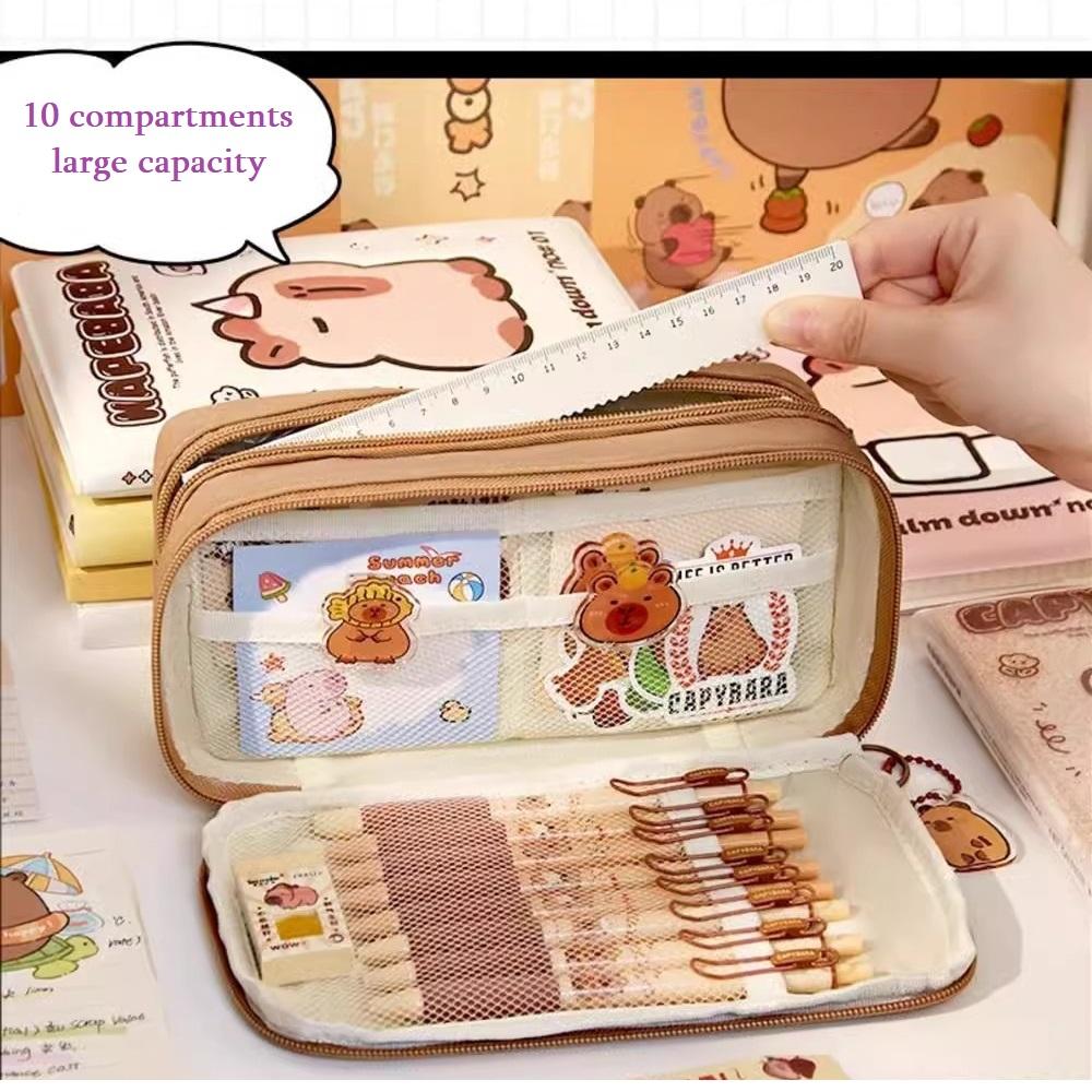 Multi-layer, Large-capacity Pencil Case [10 Layers, Detachable] with Accessories Included.