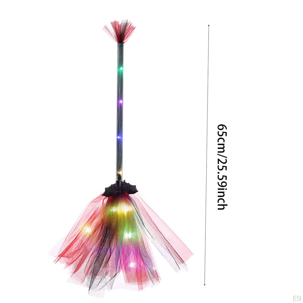 Escoba LED de Halloween, Adorno de Escoba, Accesorio Decorativo para Disfraz, Atrezzo de Cosplay para