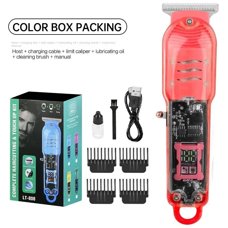 Transparent Electric Hair Trimmers Professional Hair Cutting Machine Rechargeable Clipper For Men Cordless Hair Cut Machine