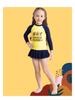 Girls' Long-Sleeved Split Swimsuit with Letter Print & Short Skirt - 2025 Collection