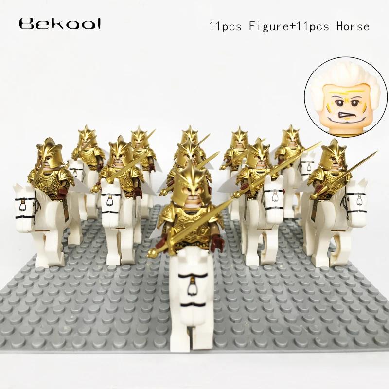 Medieval Roman Dynasty Commander Golden Warrior Spartan Solider Hawk Princess King Dragon Knight War Horse Figure Block Kids  Children Toy