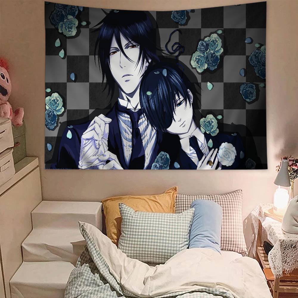 BBlack Anime BButler DIY Wall Tapestry For Living Room Home Dorm Decor Wall Art Decor