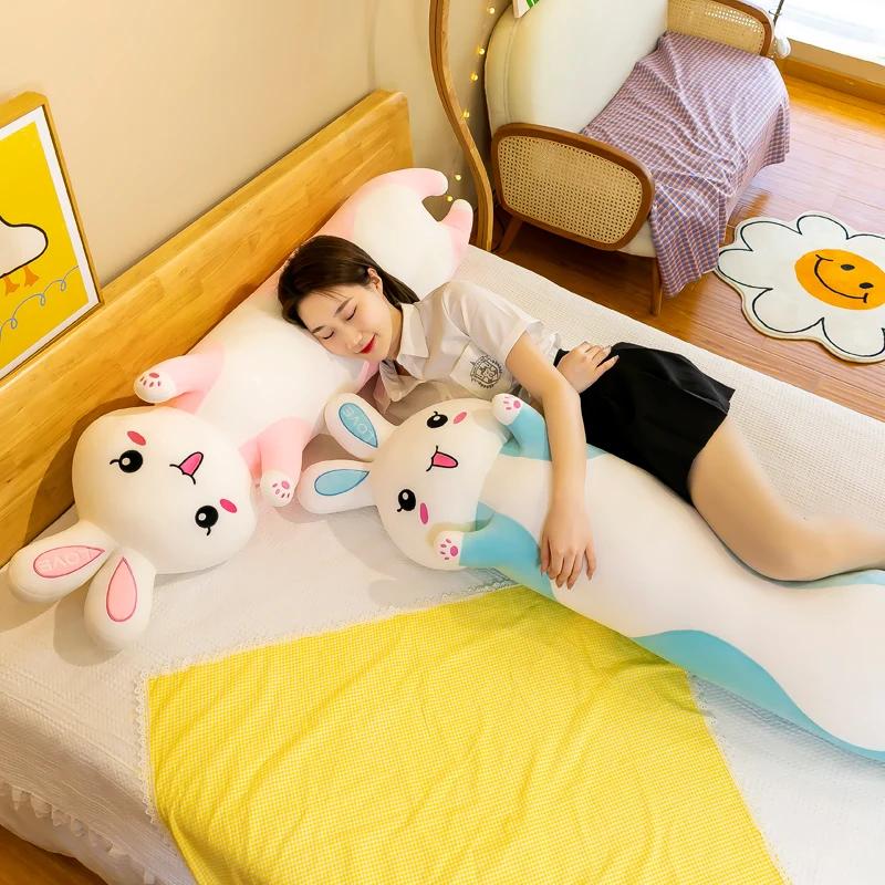 130cm Cute Rabbit Throw Pillow Big Super Soft Pink Rabbit Doll Bed Sleeping Rag Doll Children's Doll Birthday Gift