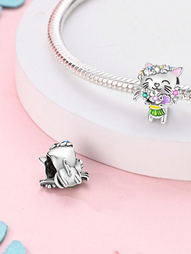 Charms Plata Cute Cat Maneki Neko Beads Charm Copper Plated Fit Charms Copperoriginal Bracelet For Jewelry Making Diy Charm