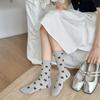 Female Spring and Summer Thin Style Bow Lace Polka Dot Preppy Style All Build Mesh Tube Stack Socks