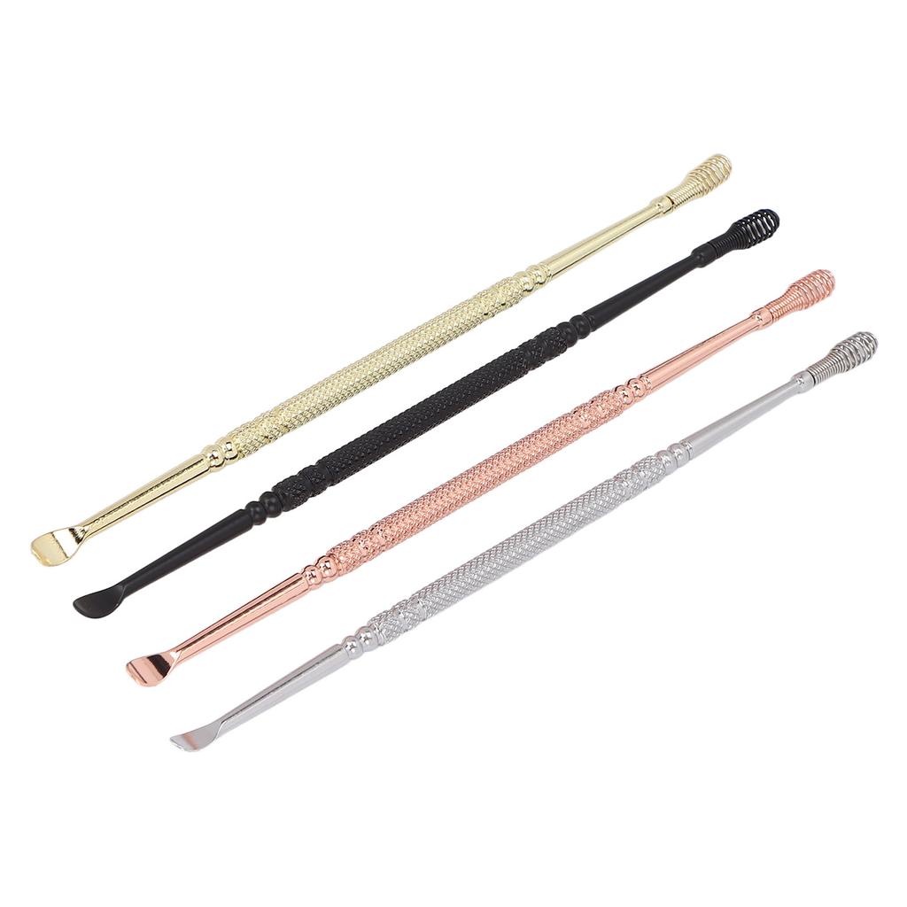 4 Colors Stainless Steel Double Head Ear Spoon 360 degrees Spiral Earwax Remover Cleaning Tool