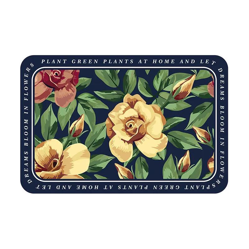 Elegant American Style Floral PU Leather Placemats Heat-Resistant Waterproof Durable Table Mats Dining Room Kitchen