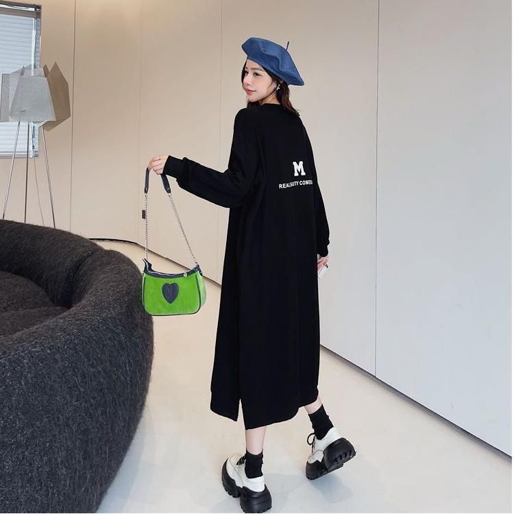 Women's Fashion Fall Winter Long Sleeve O-Neck Loose Waistline Casual Dresses