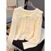 New Single-piece Thick Fashion Casual Imitation Mink Sweet Doll Collar Knitted Cardigan Sweater Women