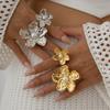 DIEZI Korean Luxury Elegant Imitation Pearl Flower Rings For Women Men Fashion Gold Silver Color Knuckle Joint Ring Jewelry