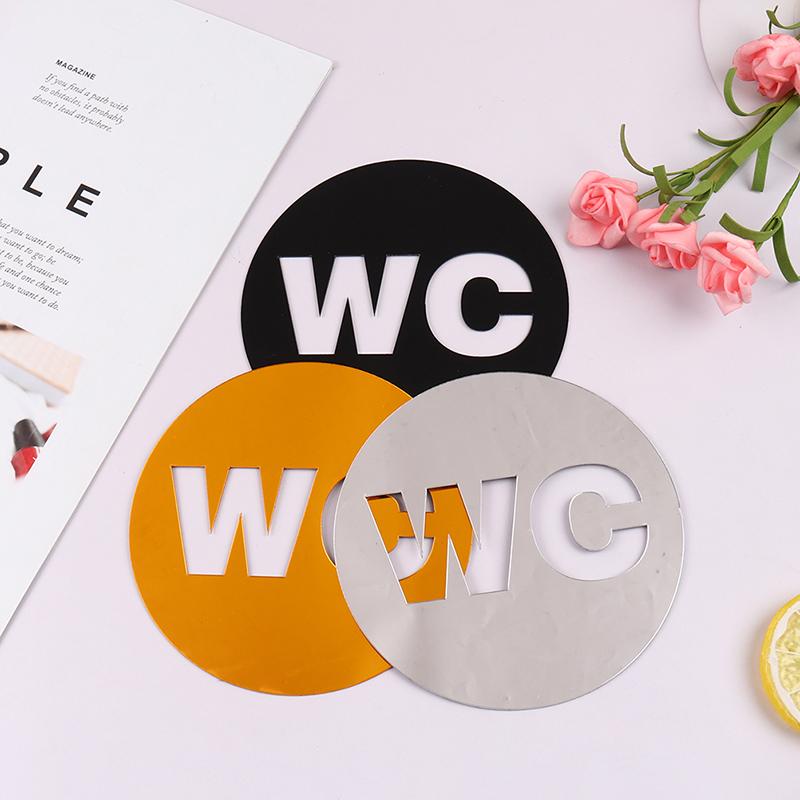 1Pc Self Adhesive Acrylic Sticker For Home Decoration Toilet Door Sign Mirror Wall Stickers