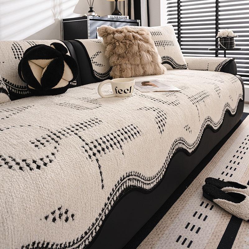 Plush Special-Shaped Sofa Cushion Autumn And Winter New Straight-Breasted Leather Sofa Seat Cushion Thickened Non-Slip Irregular Sofa Cover