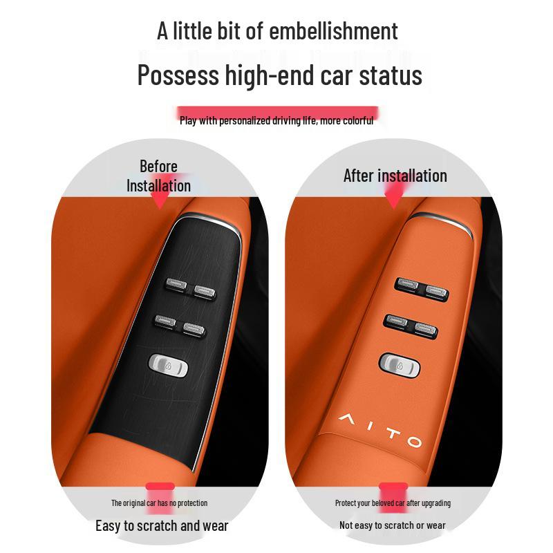 Compatible Leather Protection Sticker for Huawei AITO New M7/M8 Car Window Lifter Panel and Door Button (26 Models)