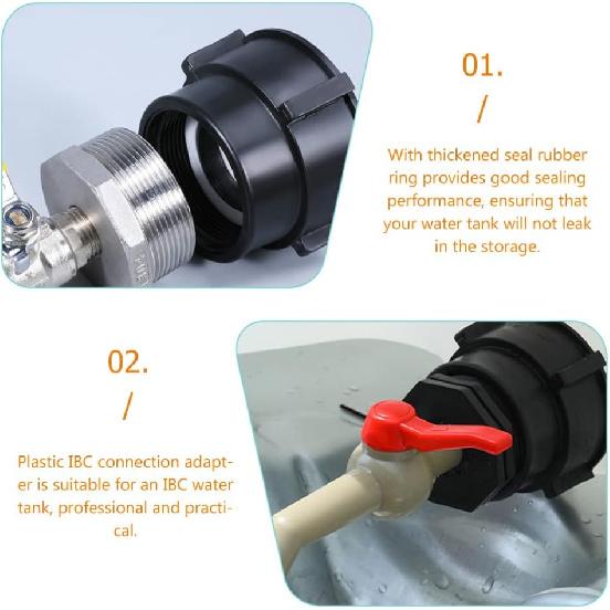 Heavy Duty Hose IBC Tank Connector IBC Tote Fitting IBC Tote Adapter 75mm Coarse Thread to 2 Inch Fine Thread Adapter Easily Connect Your IBC Tote to