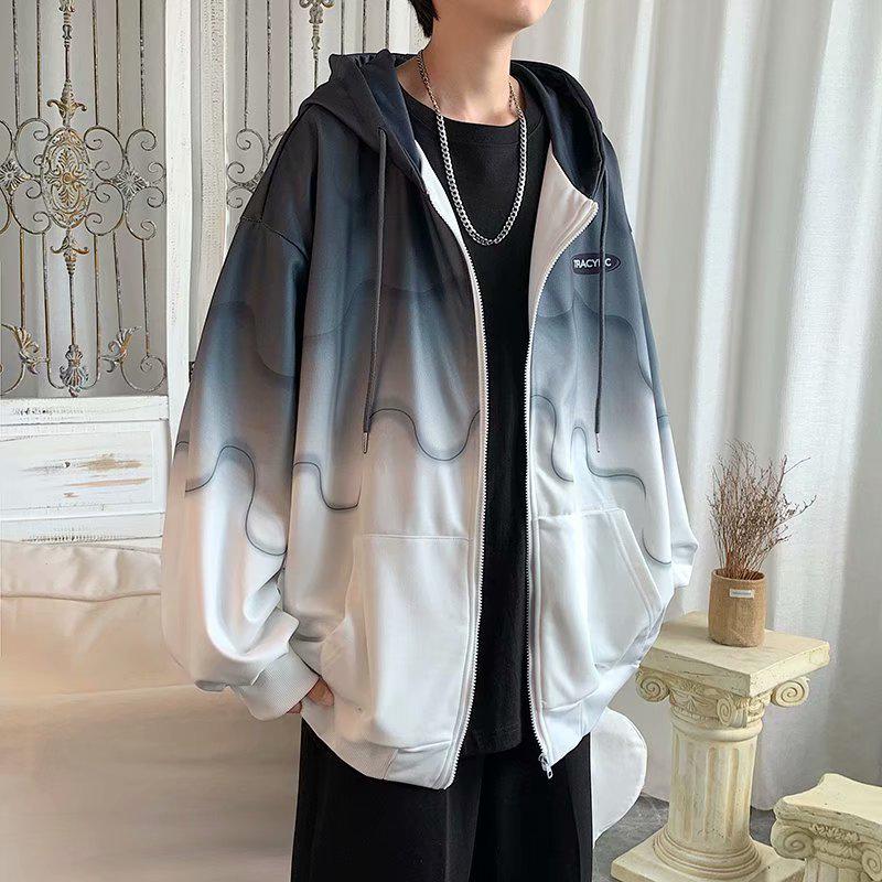 Gradient Women's Loose Hooded Korean Style Cardigan Jacket - Autumn Streetwear Fashion