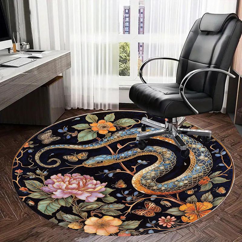 1pc Office Carpet Chair Mats Snake and Floral Garden Perfect for Decorating Office Chairs, Living Rooms, Or Bedrooms