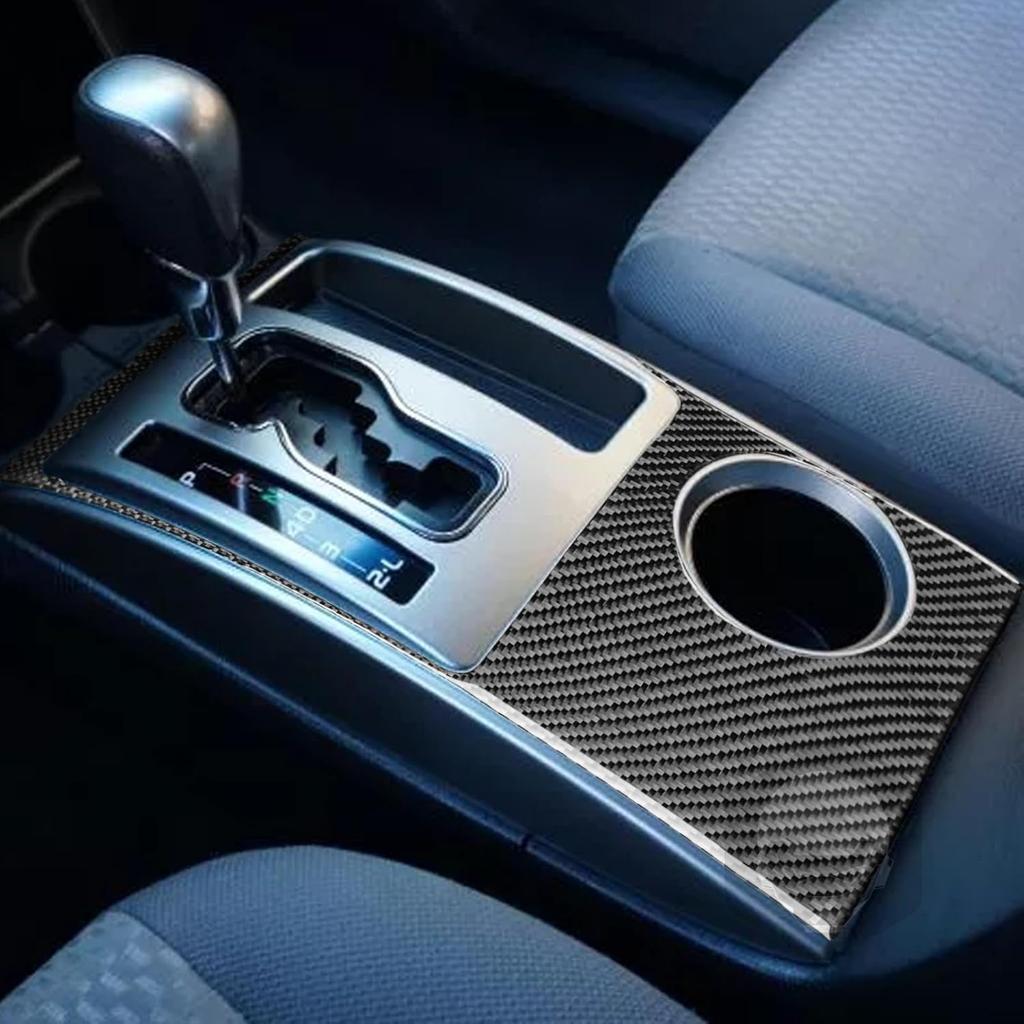 Carbon Fiber Center Console Car Gear Shift Knob Water Cap Holder Panel Cover Carbon Fiber Sticker Car Interior Trim Compatible with Toyota Tacoma