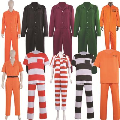 Halloween American Adult Men's and Women's Performance Costume Prisoner's Play Costume Orange Prisoner's Uniform C Uniform Factory