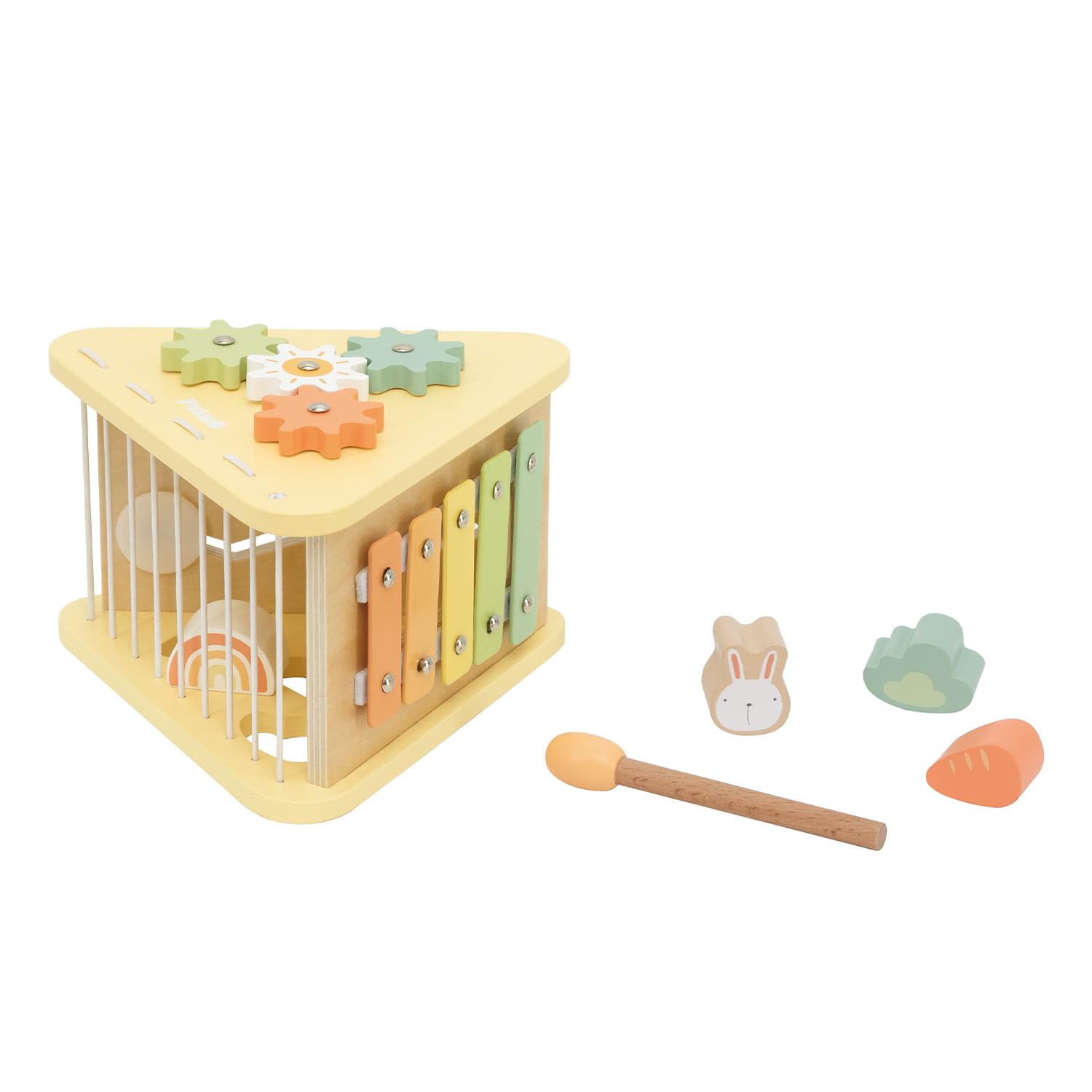 

PolarB Bunny Series Activity Educational Wooden Fingertip Baby Ages 18 Months and TYPR44291 Box, 5-in-1, Toy, Shape-Matching, Glockenspiel, Toy, Play,