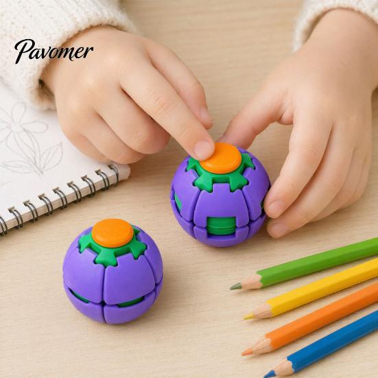 Sensory Decompression Tool 3D Printed Press Ball Toy, Stress Anxiety Relief Fidget Spinner for Kids Toy Adults, Push And Spin Desk Home Office