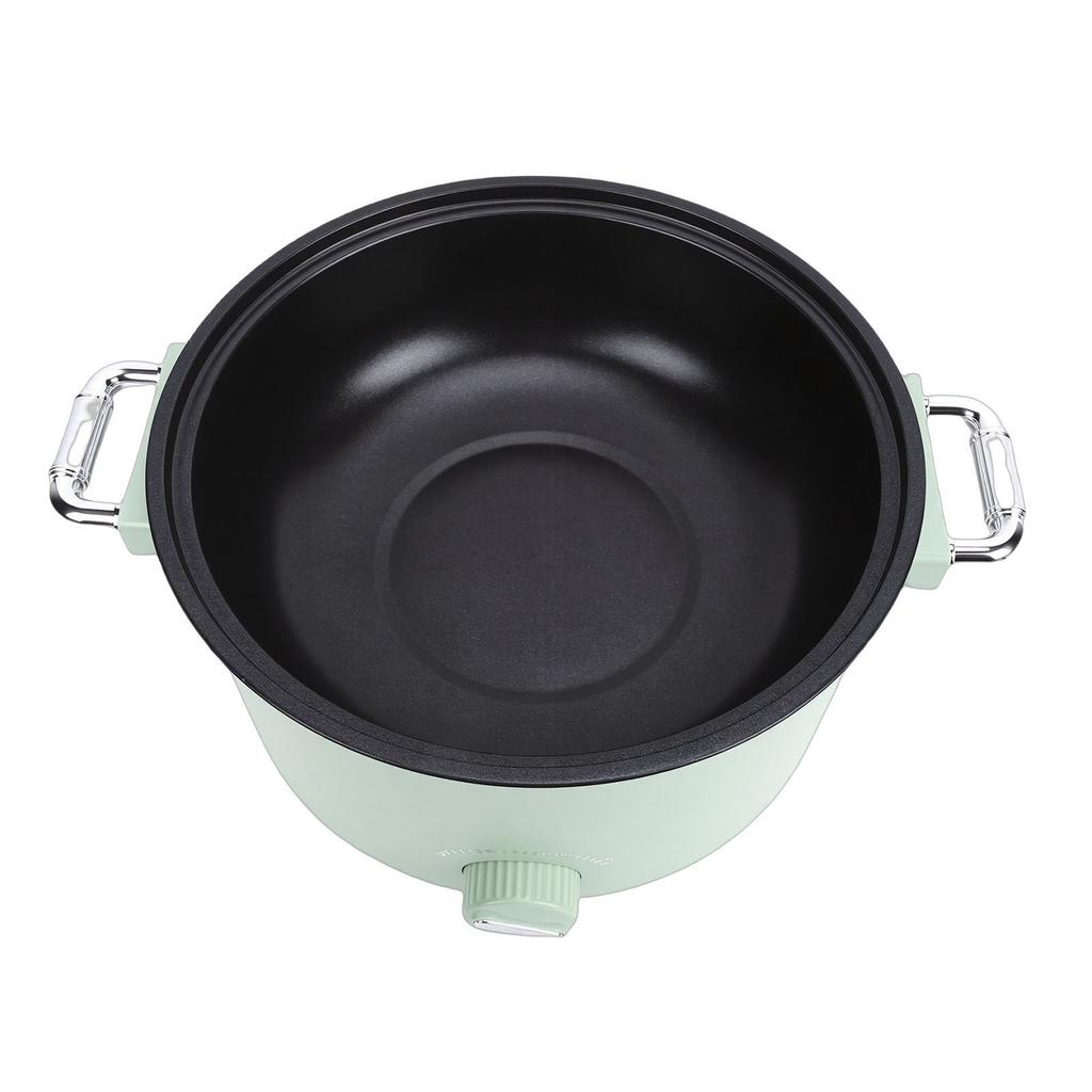 Pentola Elettrica Calda 800W 3L Grado Alimentare Rivestimento Antiaderente Multifunzione Fornello Elettrico con Cestello per Vapore per Bistecca Riso