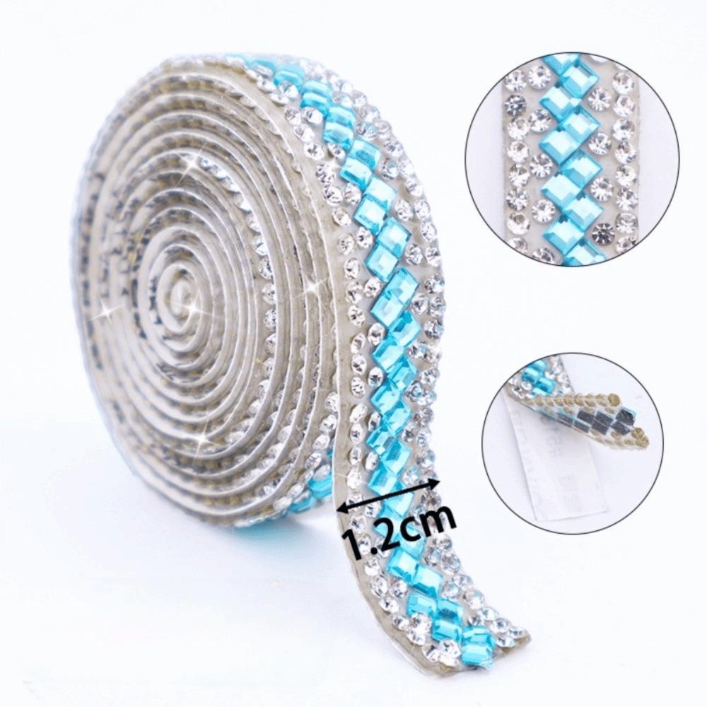 3 Yards Self Adhesive Glass Rhinestone Flexible Sparkling Rhinestone Strip Shiny DIY Decoration Apparel Accessory Clothing Decor
