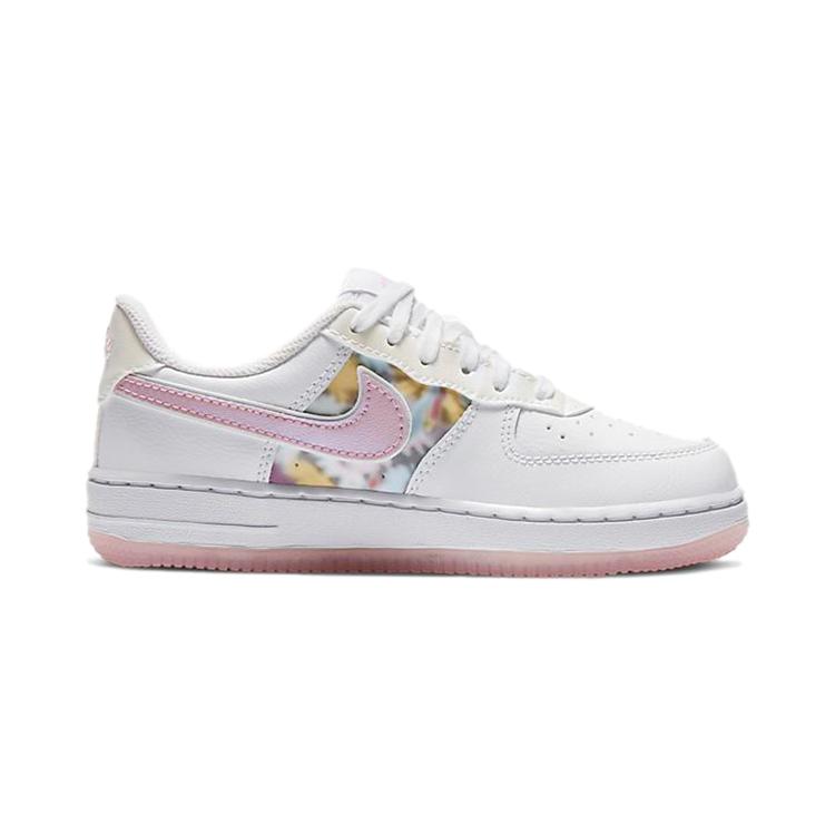 Nike Air Force 1 LV8 Floral Low Top Skateboard Shoes White Pink Children Aged 3 7 Years Old CN8543-100