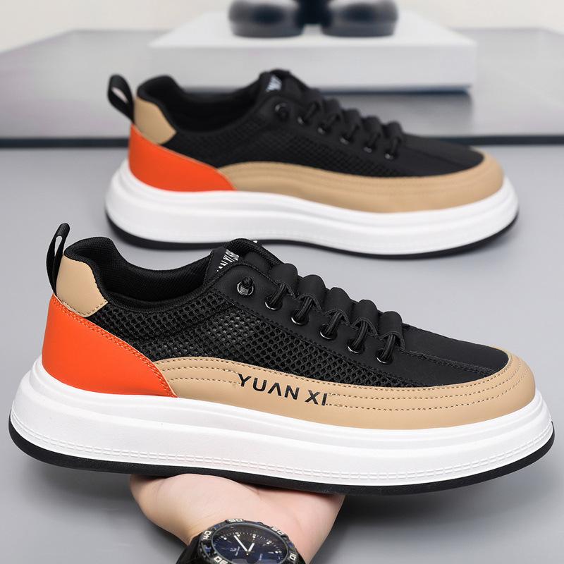

Summer Men s Sports Shoes 2025 Platform Mesh Breathable Comfortable Non Slip Casual Shoes Outdoor Running Sports Shoes Sneakers 39 чёрный