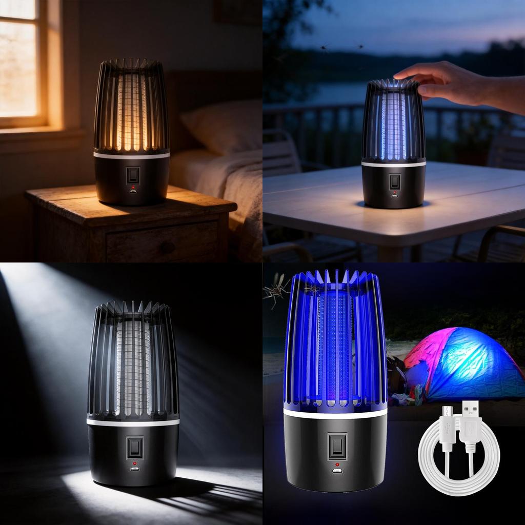 Electric Mosquito Killer Lamp With Usb Rechargeable And Night Light For Indoor Outdoor Use
