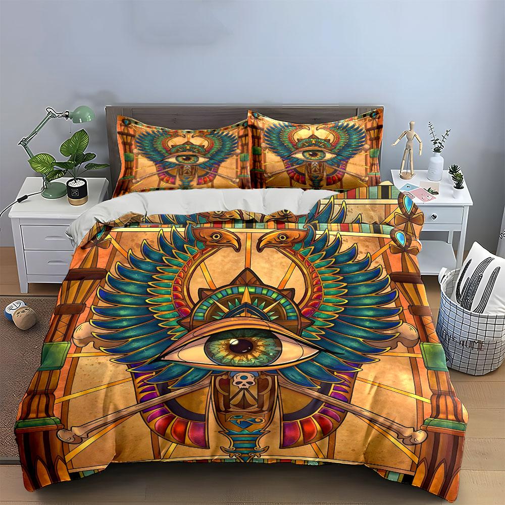 Egyptian Eye Art Decoration Set Soft Comfortable Duvet Cover Bedding Set Included 1*Duvet Cover & 2*Pillowcases, Gift