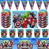 Avengers Tableware Set: Bunting, Cups, Plates, Masks, Cutlery, and Gifts for Indoor Parties