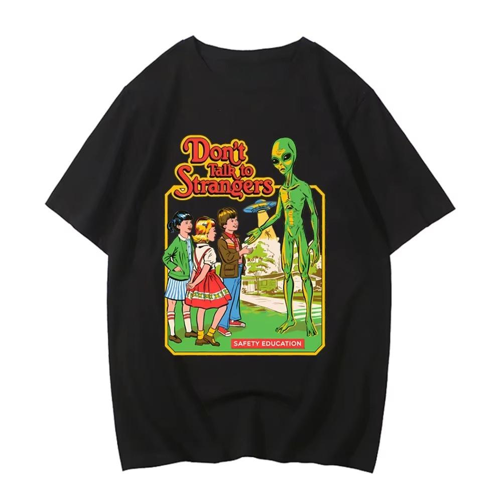 Don't Talk To Strangers Alien Vintage Safety Education Comic T-Shirt Cotton Graphic Tee Unisex Unisex Summer Streetwear