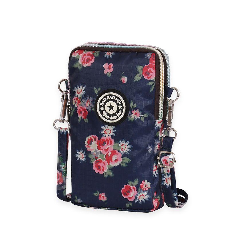 

2025 Новое поступление Сумка для телефона Женская сумка через плечо Мини-сумка Сумка для мобильного телефона для бега Тканевая сумка Наручный кошелек для мелочи Blue Rose(-2 floors)