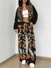 Purple Smudge 1116 Popular Autumn and Winter New European and American Women's Clothing Floral Printing Set